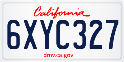 CA license plate 6XYC327
