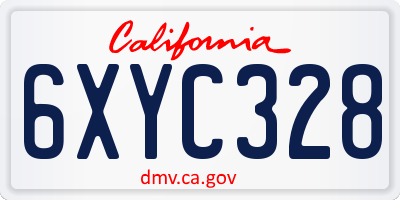 CA license plate 6XYC328