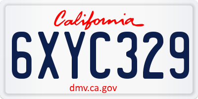 CA license plate 6XYC329