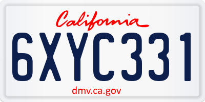 CA license plate 6XYC331