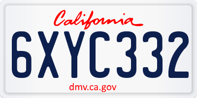 CA license plate 6XYC332