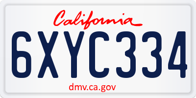 CA license plate 6XYC334