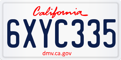 CA license plate 6XYC335