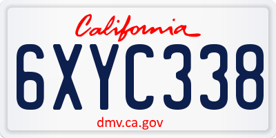 CA license plate 6XYC338