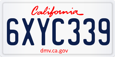 CA license plate 6XYC339