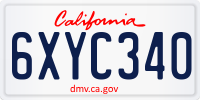 CA license plate 6XYC340