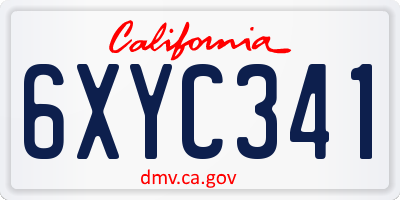 CA license plate 6XYC341