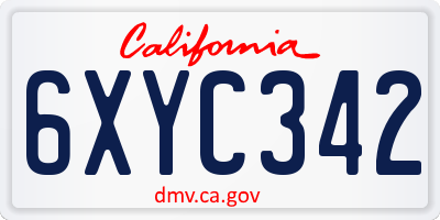 CA license plate 6XYC342