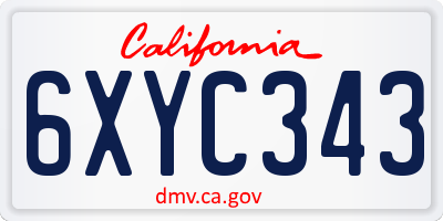 CA license plate 6XYC343