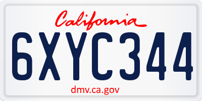 CA license plate 6XYC344