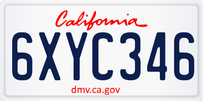 CA license plate 6XYC346