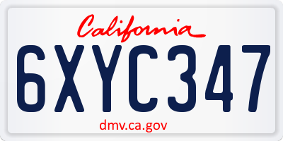 CA license plate 6XYC347