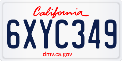 CA license plate 6XYC349