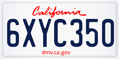 CA license plate 6XYC350
