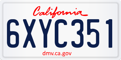 CA license plate 6XYC351