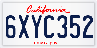 CA license plate 6XYC352