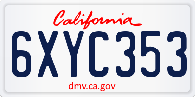 CA license plate 6XYC353