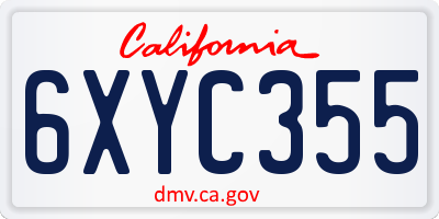 CA license plate 6XYC355