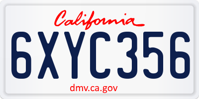 CA license plate 6XYC356