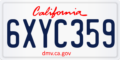 CA license plate 6XYC359