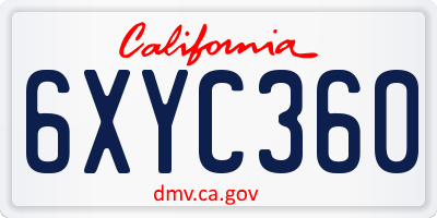 CA license plate 6XYC360