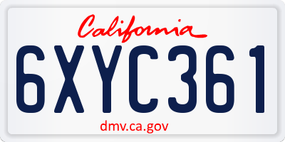 CA license plate 6XYC361