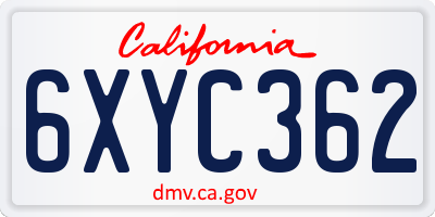 CA license plate 6XYC362