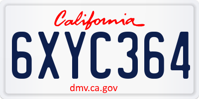 CA license plate 6XYC364