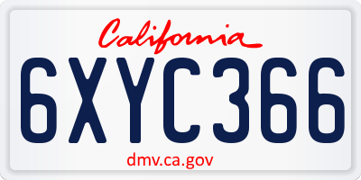 CA license plate 6XYC366