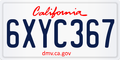 CA license plate 6XYC367