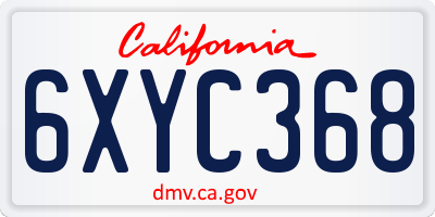 CA license plate 6XYC368