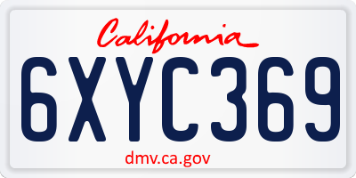 CA license plate 6XYC369
