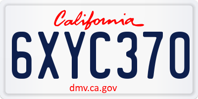 CA license plate 6XYC370