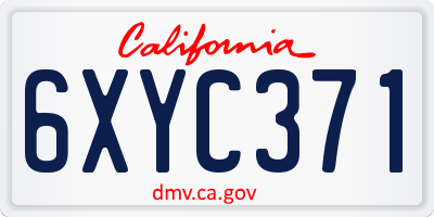 CA license plate 6XYC371