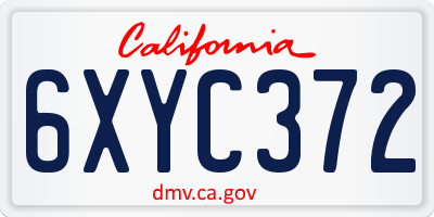 CA license plate 6XYC372