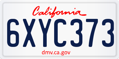 CA license plate 6XYC373