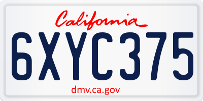 CA license plate 6XYC375