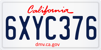 CA license plate 6XYC376