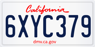 CA license plate 6XYC379