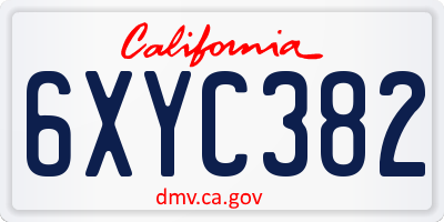 CA license plate 6XYC382
