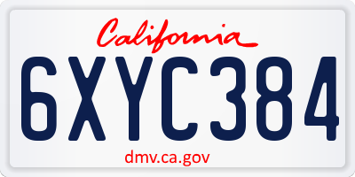 CA license plate 6XYC384