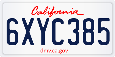 CA license plate 6XYC385