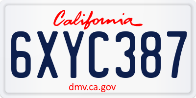 CA license plate 6XYC387