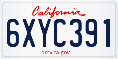 CA license plate 6XYC391