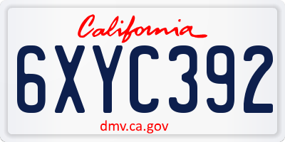 CA license plate 6XYC392
