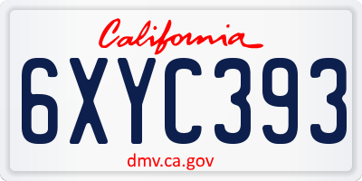 CA license plate 6XYC393