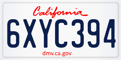 CA license plate 6XYC394