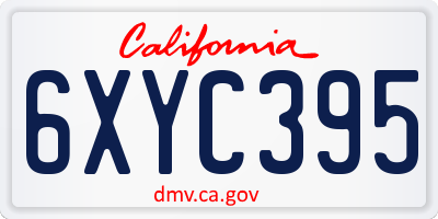 CA license plate 6XYC395