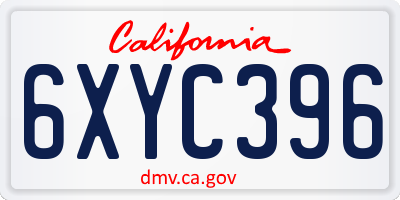 CA license plate 6XYC396