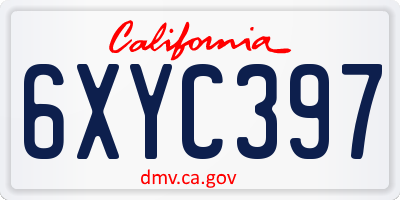 CA license plate 6XYC397